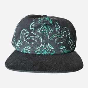 Bossi POTN Vintage Black & Green Paisley Rhinestone Embellished Hat